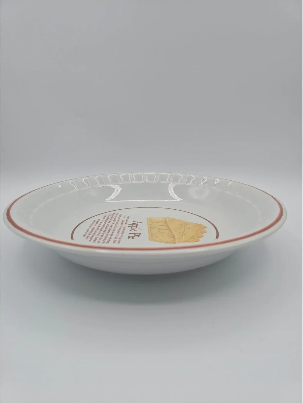 Vintage Winley Fine Porcelain China Apple Pie Recipe Pie Dish